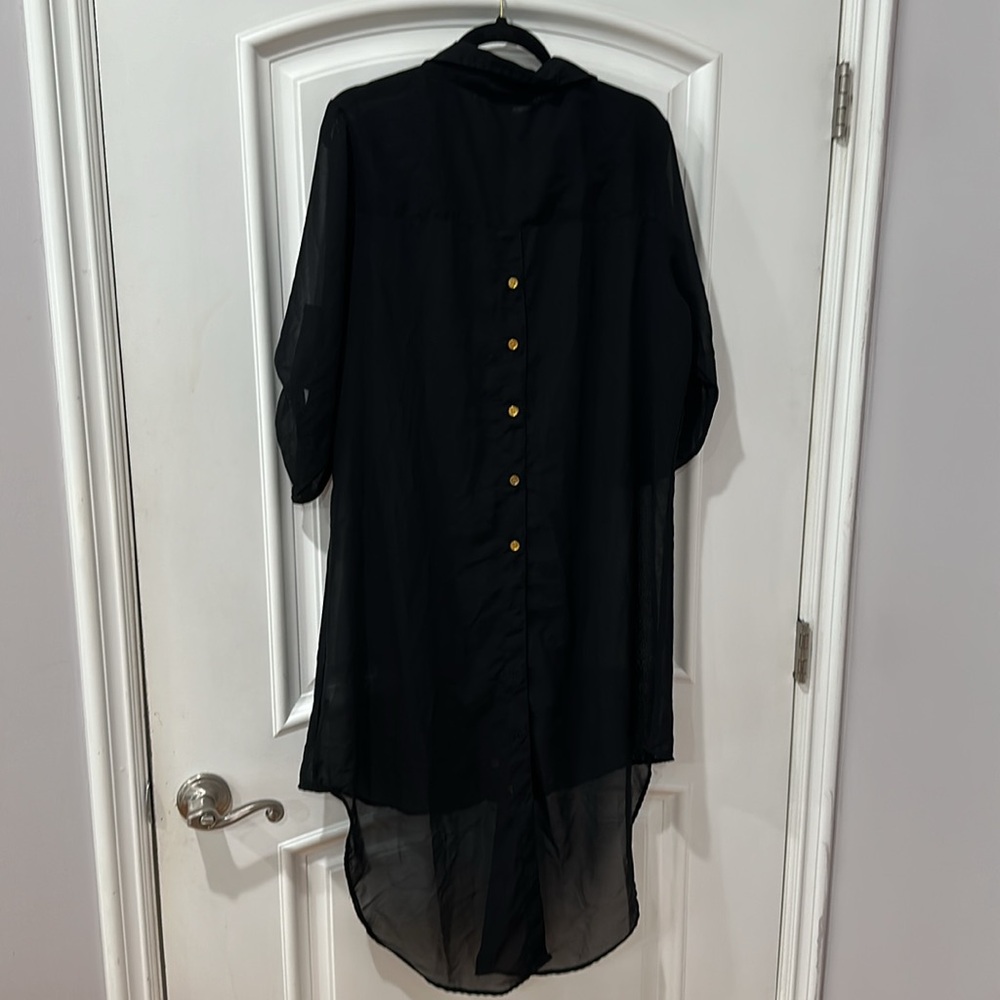 Speed Limit High-Low Sheer Button Down Dress Size… - image 4